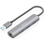 Aisens USB-A Docking Station con Ethernet Gigabit y 3 puertos USB-A, Gris